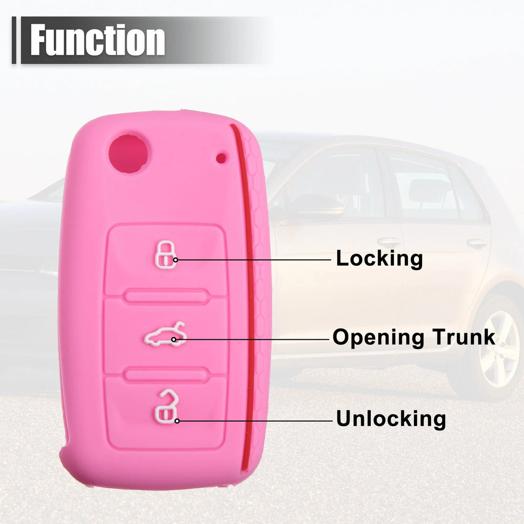 Silicone Key Fob Shell 3 Button Replacement for Volkswagen GTI CC (2010–2017)