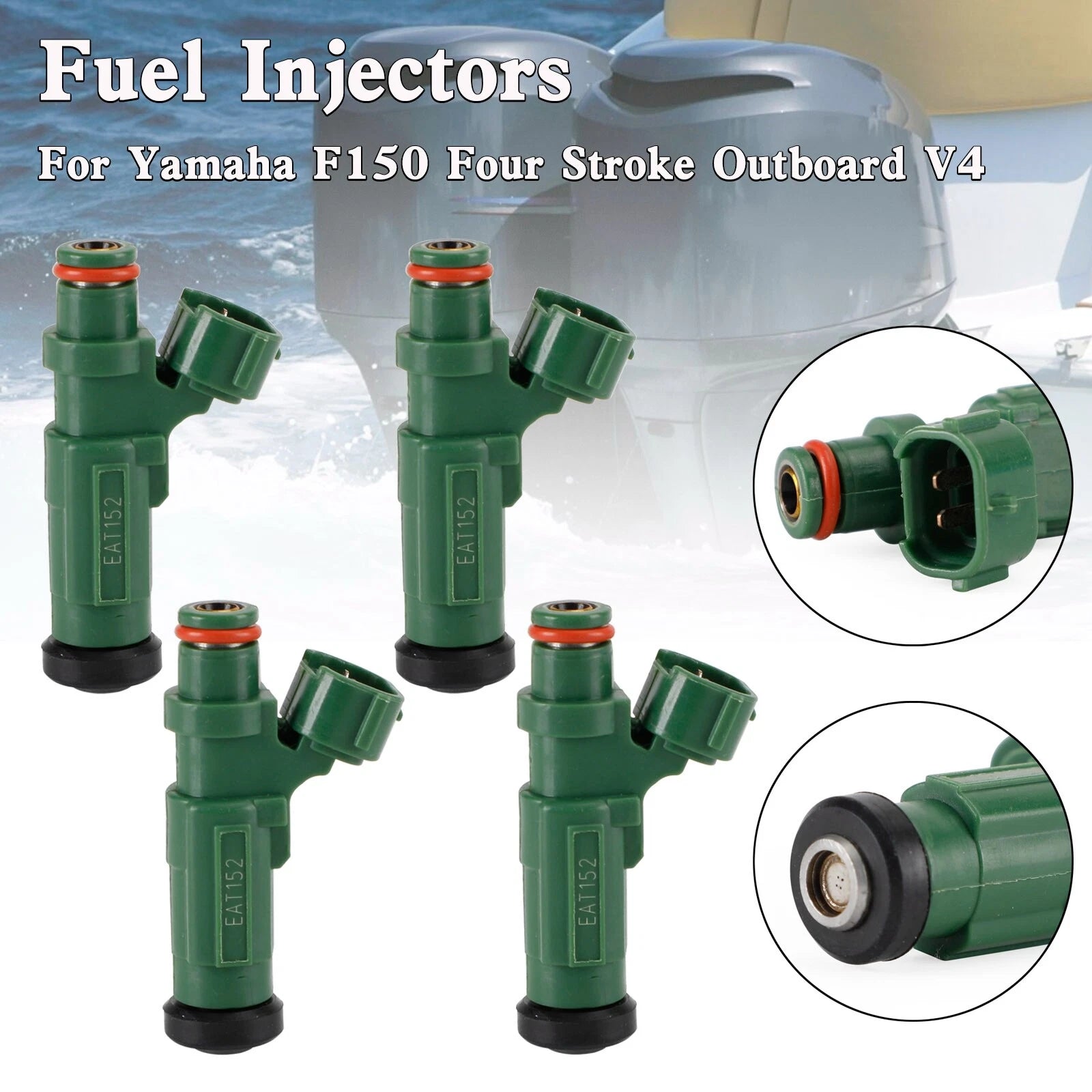 Set of 4 Fuel Injectors for Yamaha Outboard F150 (2000–2023) 63P-13761-01-00