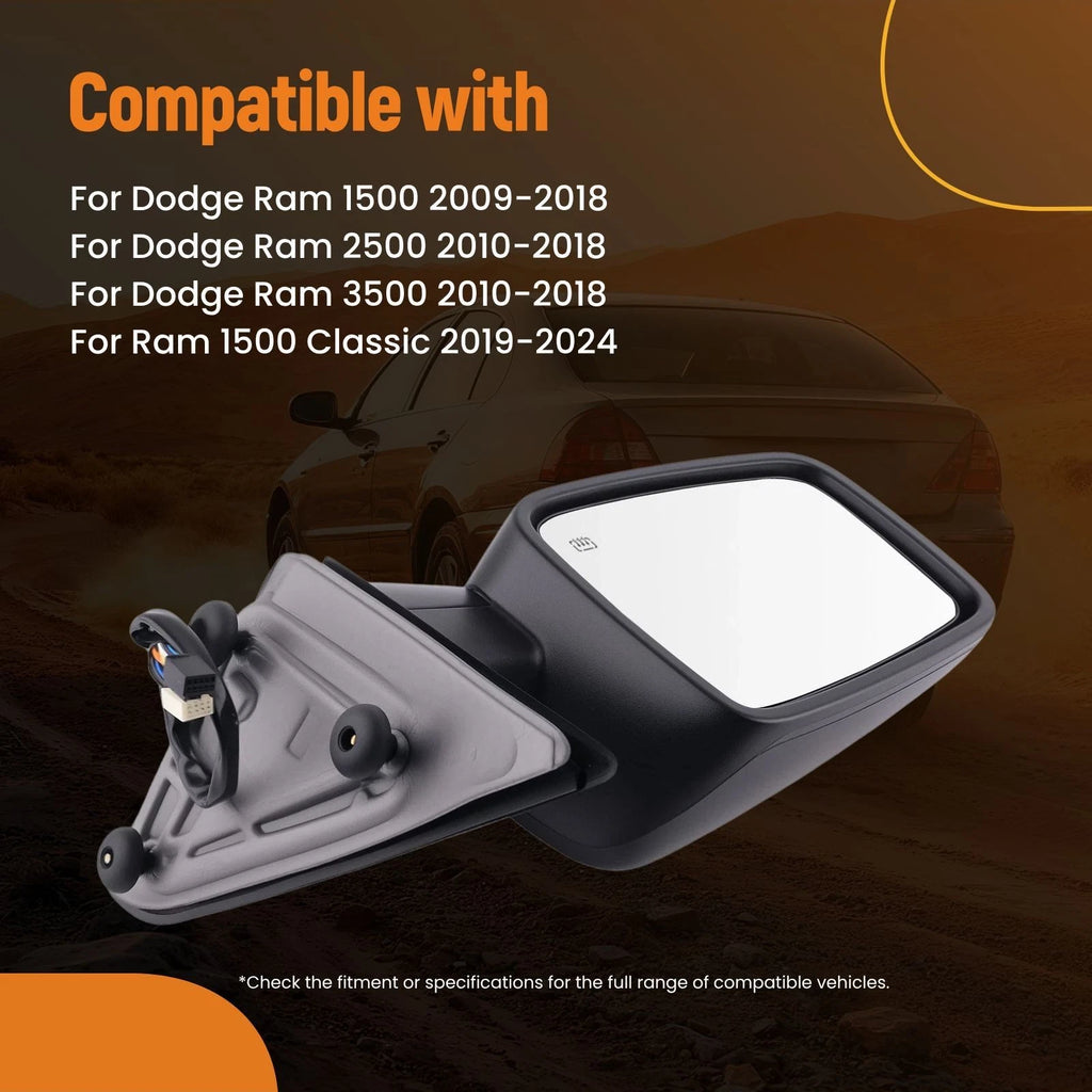 Left Heated Power Side Mirror for Ram 1500 (2009–2018) 55372066AI