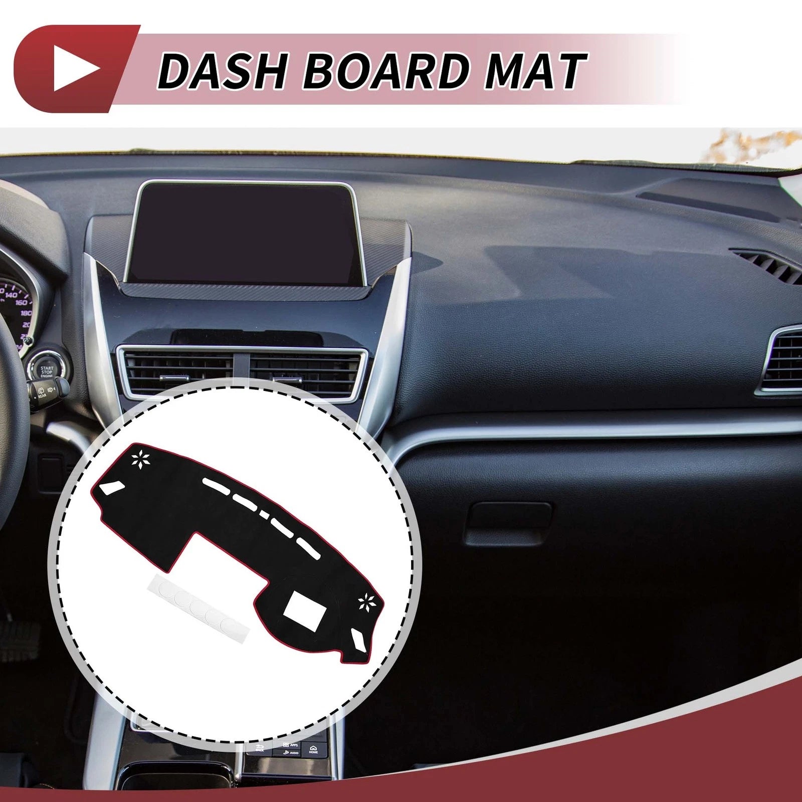 Dash Cover Mat Replacement for Mitsubishi Eclipse Cross 2018–2024 Black Red