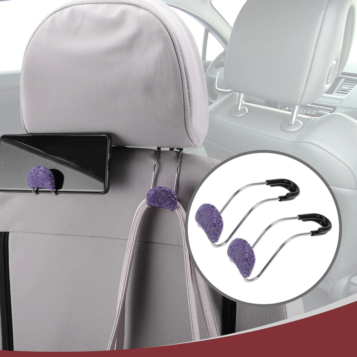 2 Pcs Universal Car Seat Headrest Hook for Purses and Bags (4.69"x1.57")