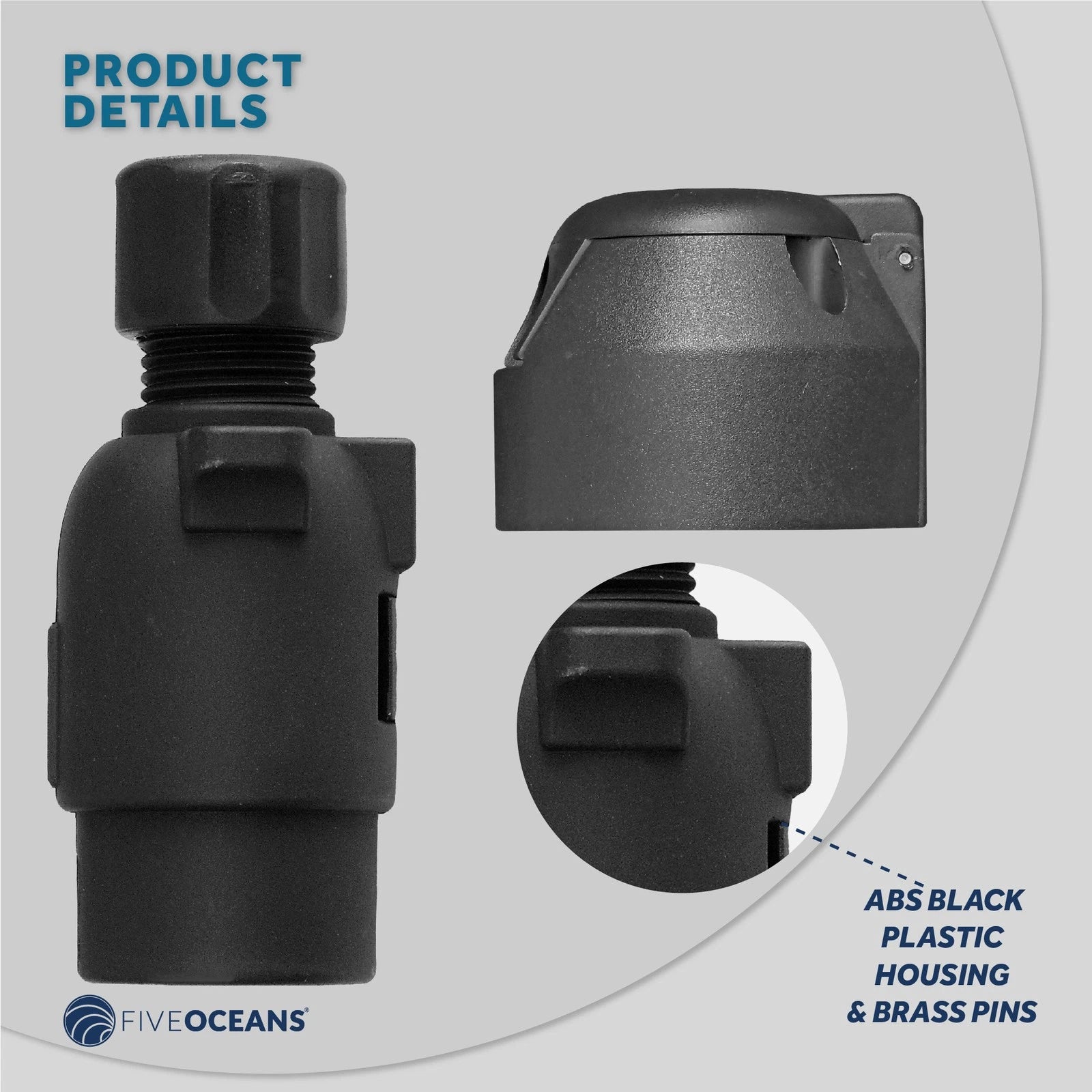 7-Way Round Trailer Plug Adapter and Socket for Five Oceans (FO2354-C1)