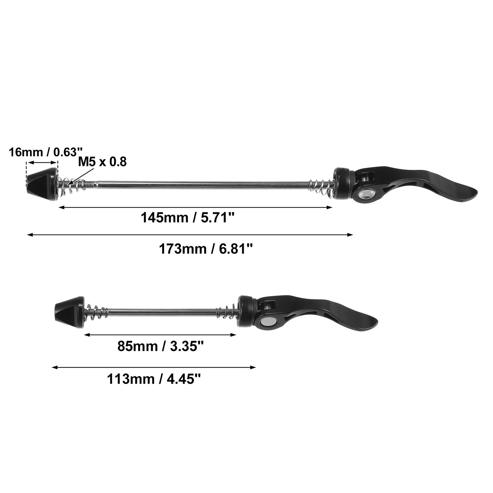 Bicycle Quick Release Skewer Pair Front Rear for 113mm 173mm Black (Universal)