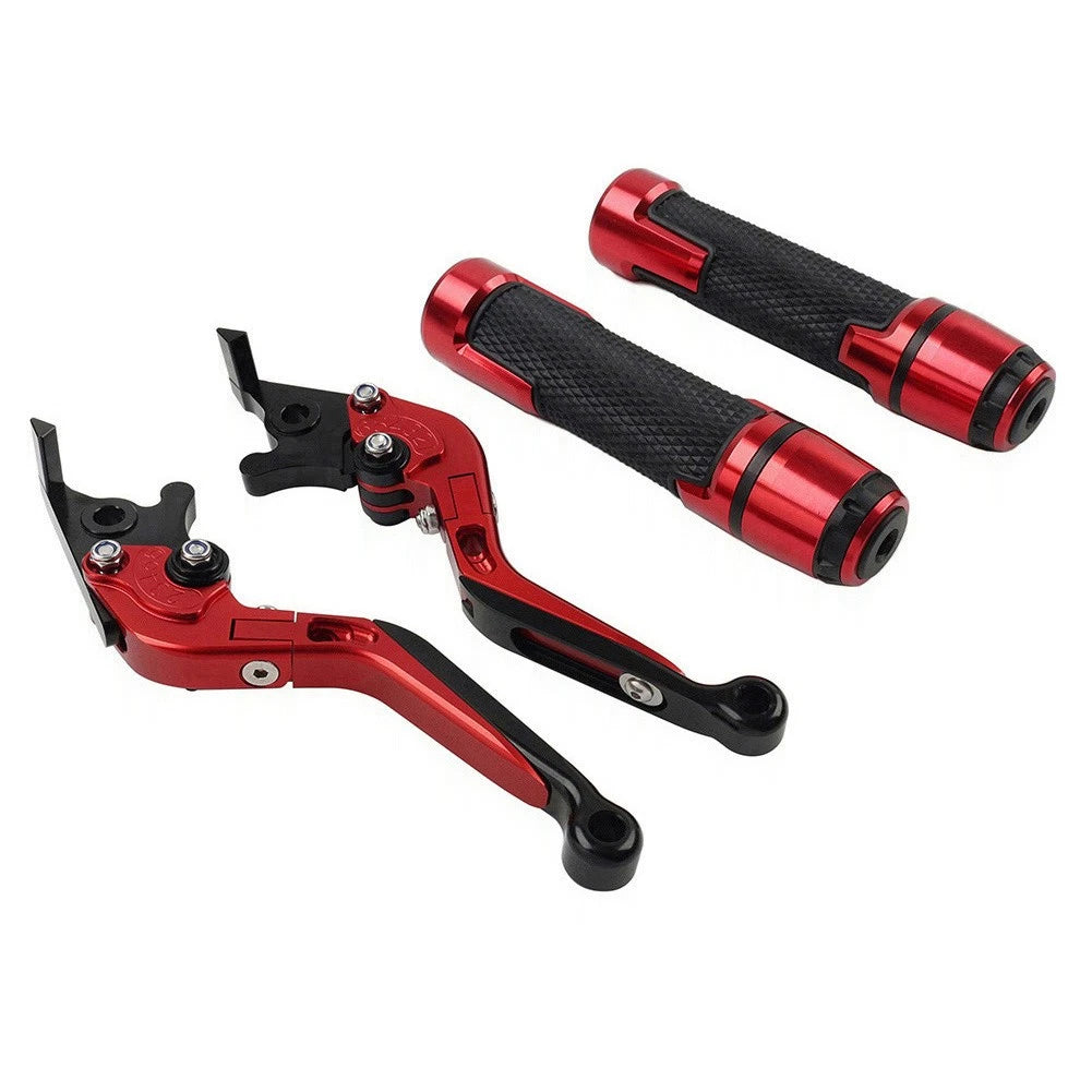 Red Extendable Brake Clutch Lever Handlebar Grip Set For Yamaha XSR900 ABS