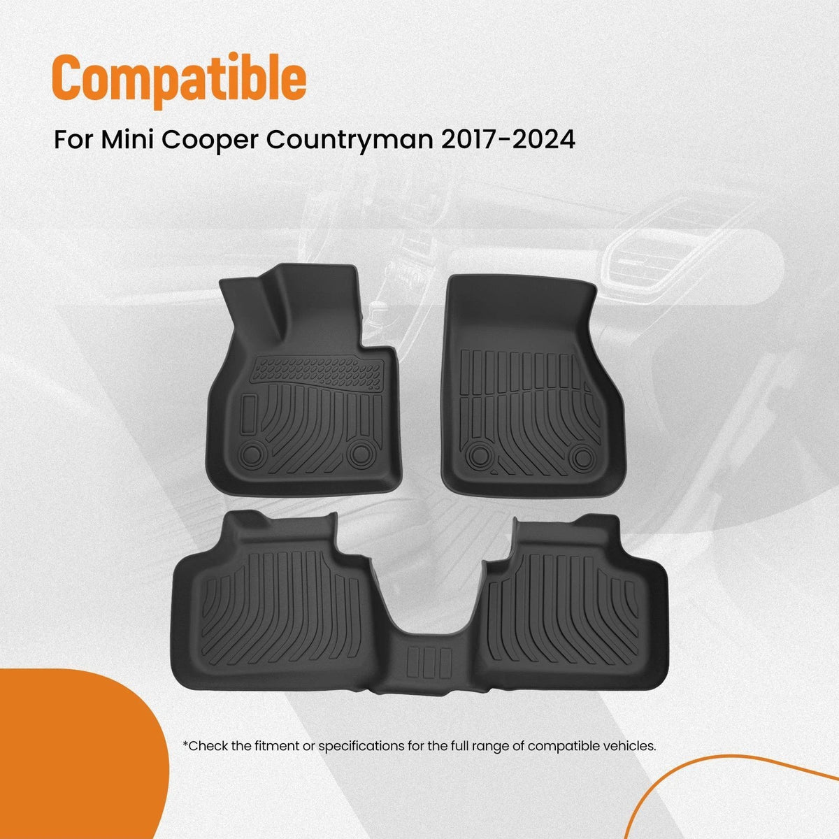 All-Weather Carpet Floor Mats for Mini Cooper Countryman (2017–2024) TPE