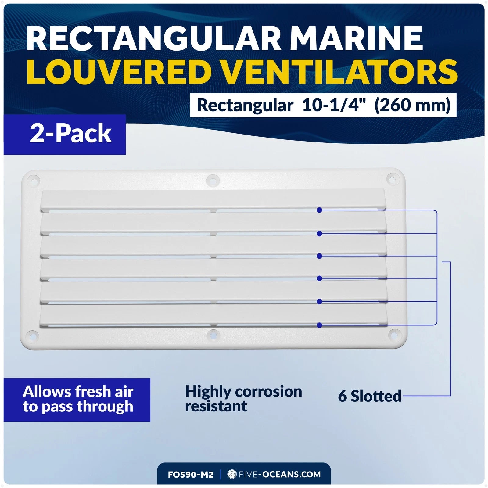 Set of 2 Rectangular Louvered Ventilators for (FO590-M2)
