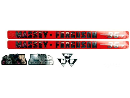 Bonnet Decal Set for Massey Ferguson 35 Tractors (1956–1964)