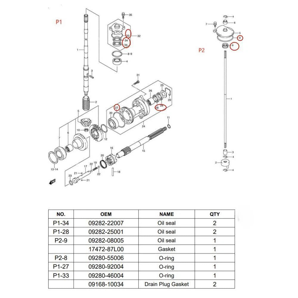 Gear Case Sealing Kit for Suzuki Outboard (4-Stroke Lower Unit)