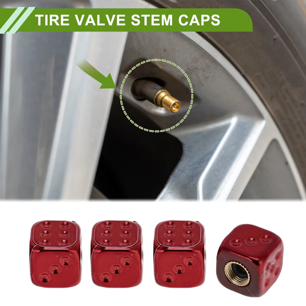 Tire Valve Stem Caps Replacement for Bicycle Red Dust Covers (4 Pcs)