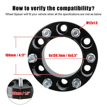 Wheel Spacer Adapter 4PCS 6x5.5 1.5 in Thickness for Toyota Lexus (2005–2018)
