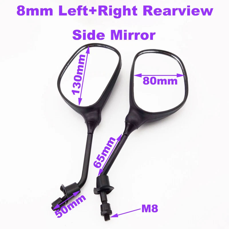 8mm Left & Right Rearview Side Mirrors for ATV Quad (Pit Dirt Bike)