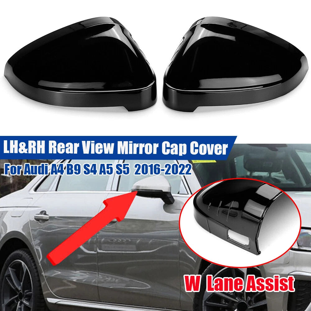 Gloss Black Side Mirror Cover Caps for Audi A4 B9 S4 A5 S5 RS5 (2017–2025)