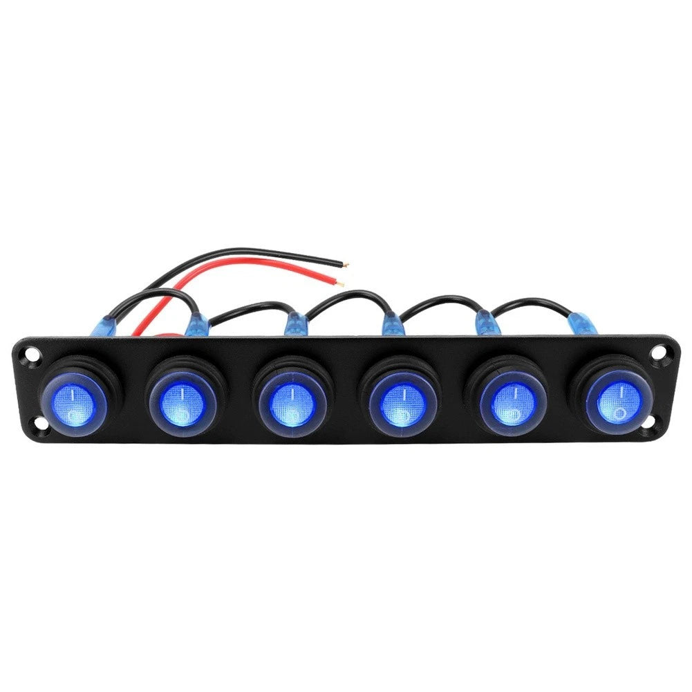 6 Position Waterproof Rocker Switch Panel for Outdoor and Marine Vehicles