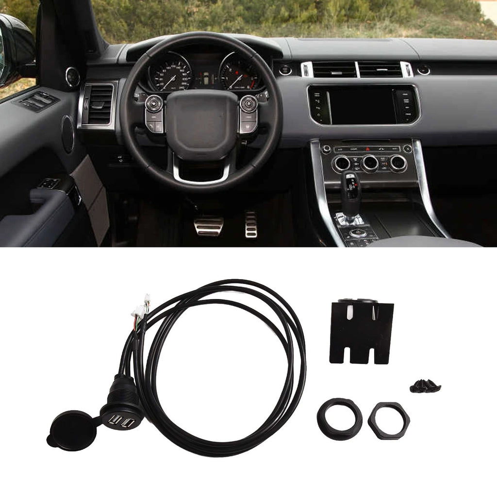 Dual USB Flush Mount Adapter for Car (145cm Cable Length)