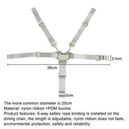 5-Point Safety Belt for Baby Carriage (Nylon Webbing, POM Buckle)