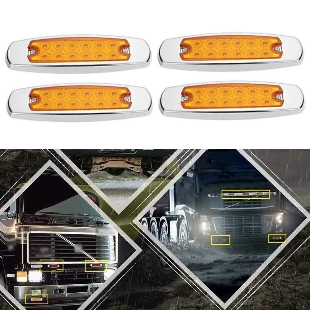 12 LED Side Marker Lamps for Truck Trailer (Amber)