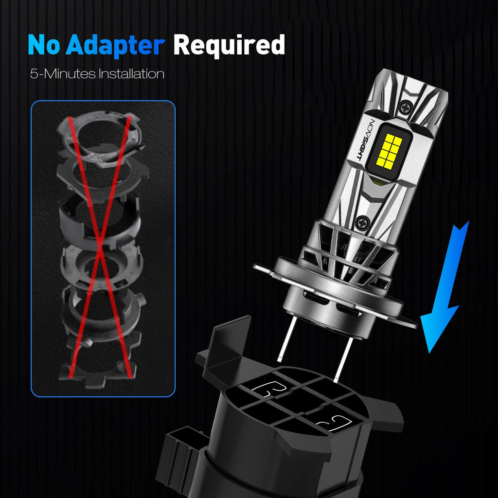 H7 LED Headlight Bulbs Conversion Kit for NOVSIGHT (18000LM, 6500K)