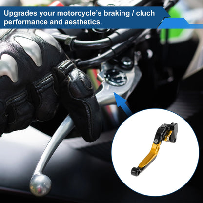 Adjustable Brake Clutch Levers for Kawasaki ER-5 (2005–2009) Black Gold Tone