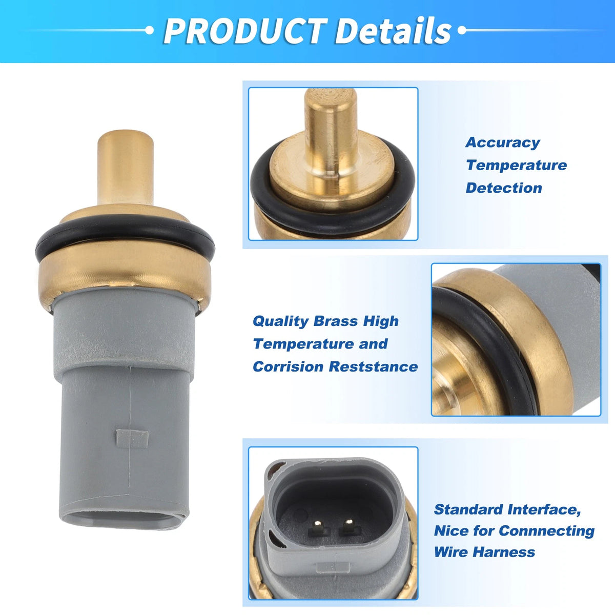 Water Coolant Temperature Sensor with Connector Harness for Audi (2000–2005)