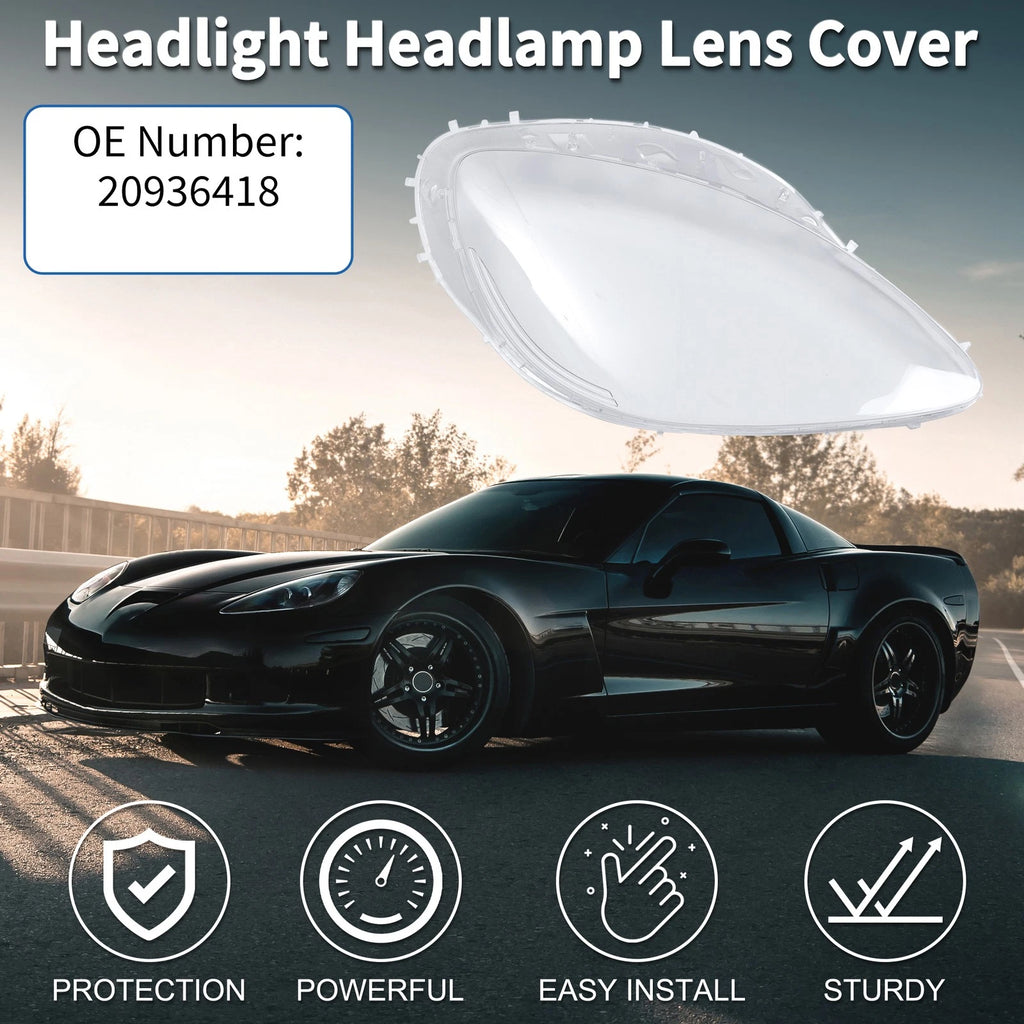 1 Pc Headlight Lens Cover for Chevy Corvette C6 (2005–2013) Clear