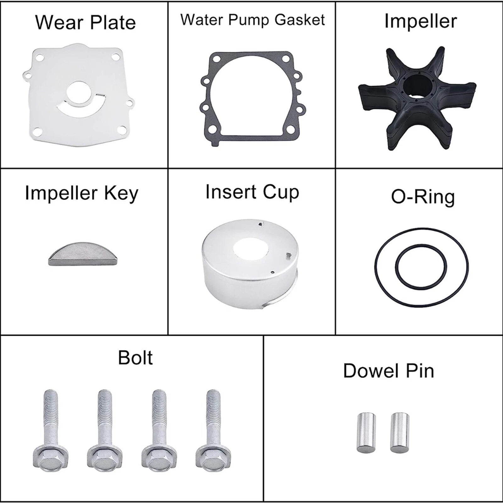 Water Pump Impeller Kit for Yamaha Outboard 150 175 200 250 HP (4-Stroke) 61A-W0078-01