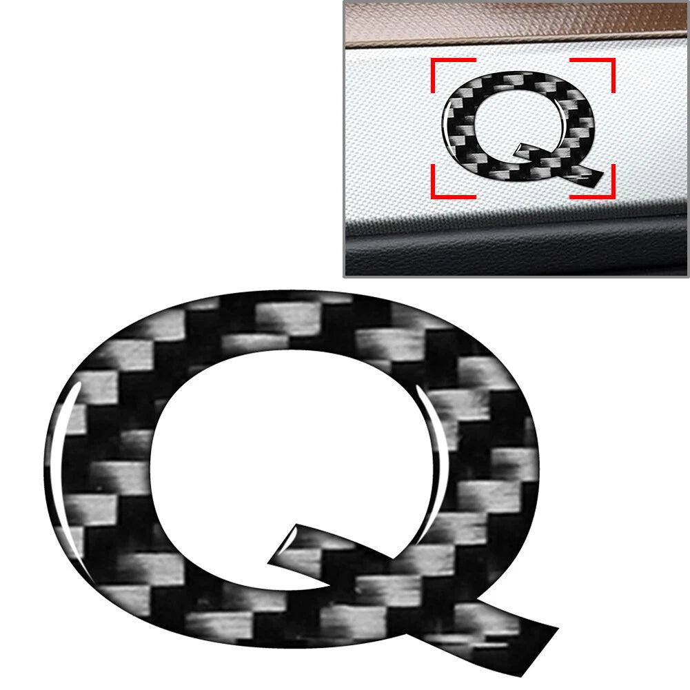 Q Letter Decal Emblem for Car Badge (Carbon Black)