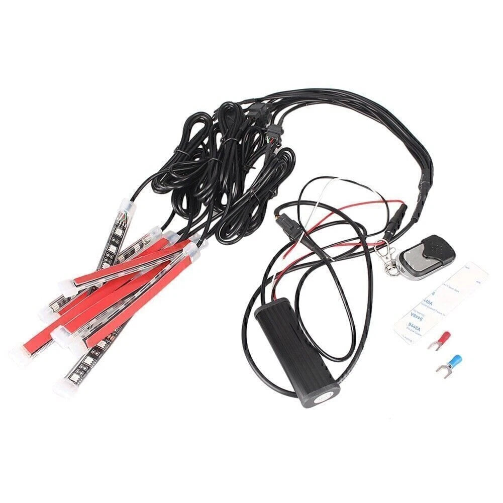 8pcs Car ATV LED Strips Remote Multi Color Under Glow Neo Light Kit New