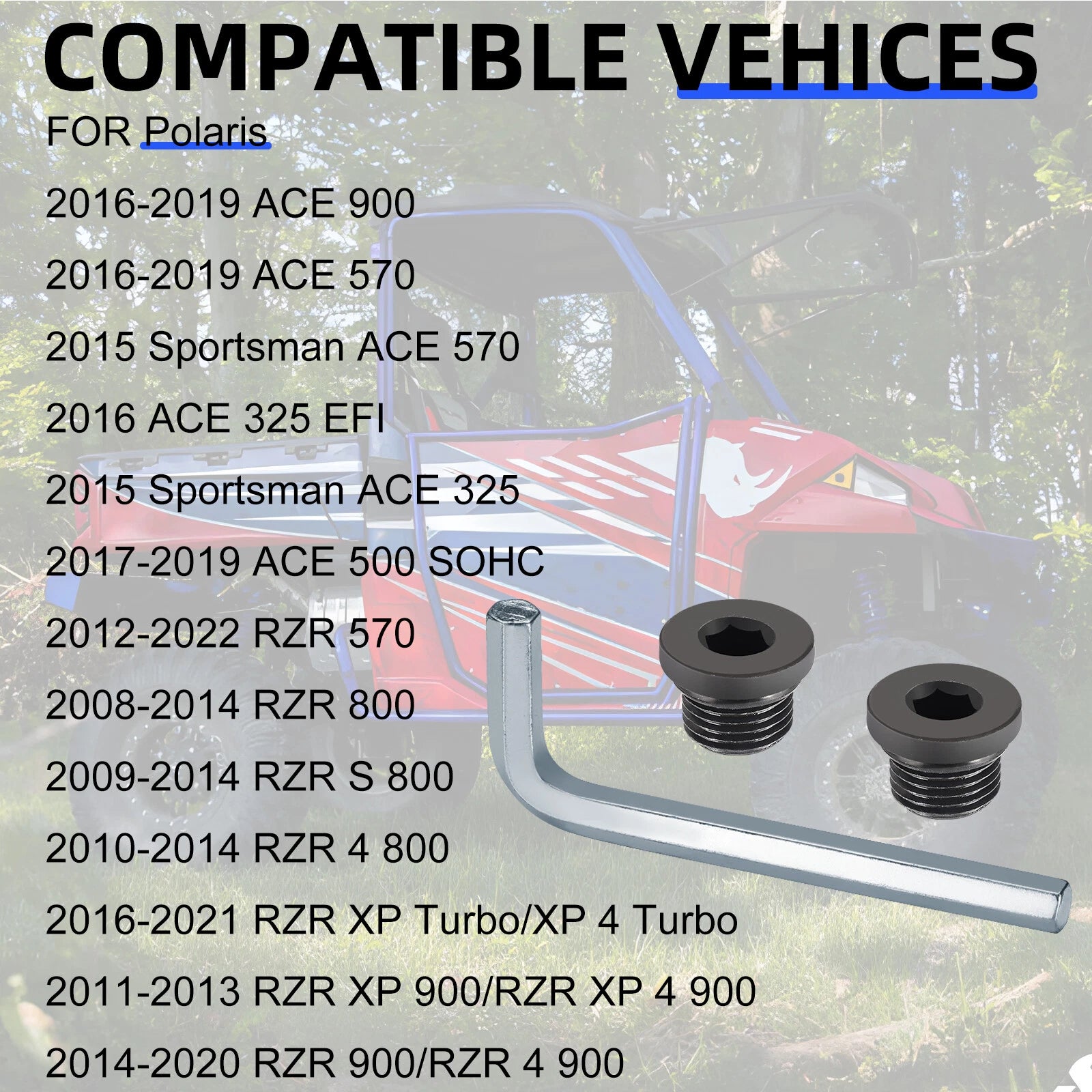 Front Differential Fill & Drain Plug Kit w/Tool for Polaris RZR 570 800 900 1000