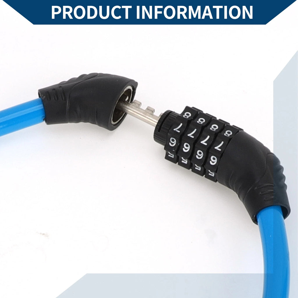 Bike Chain Lock Resettable 4 Digit Combination Security for Blue Bike (–)