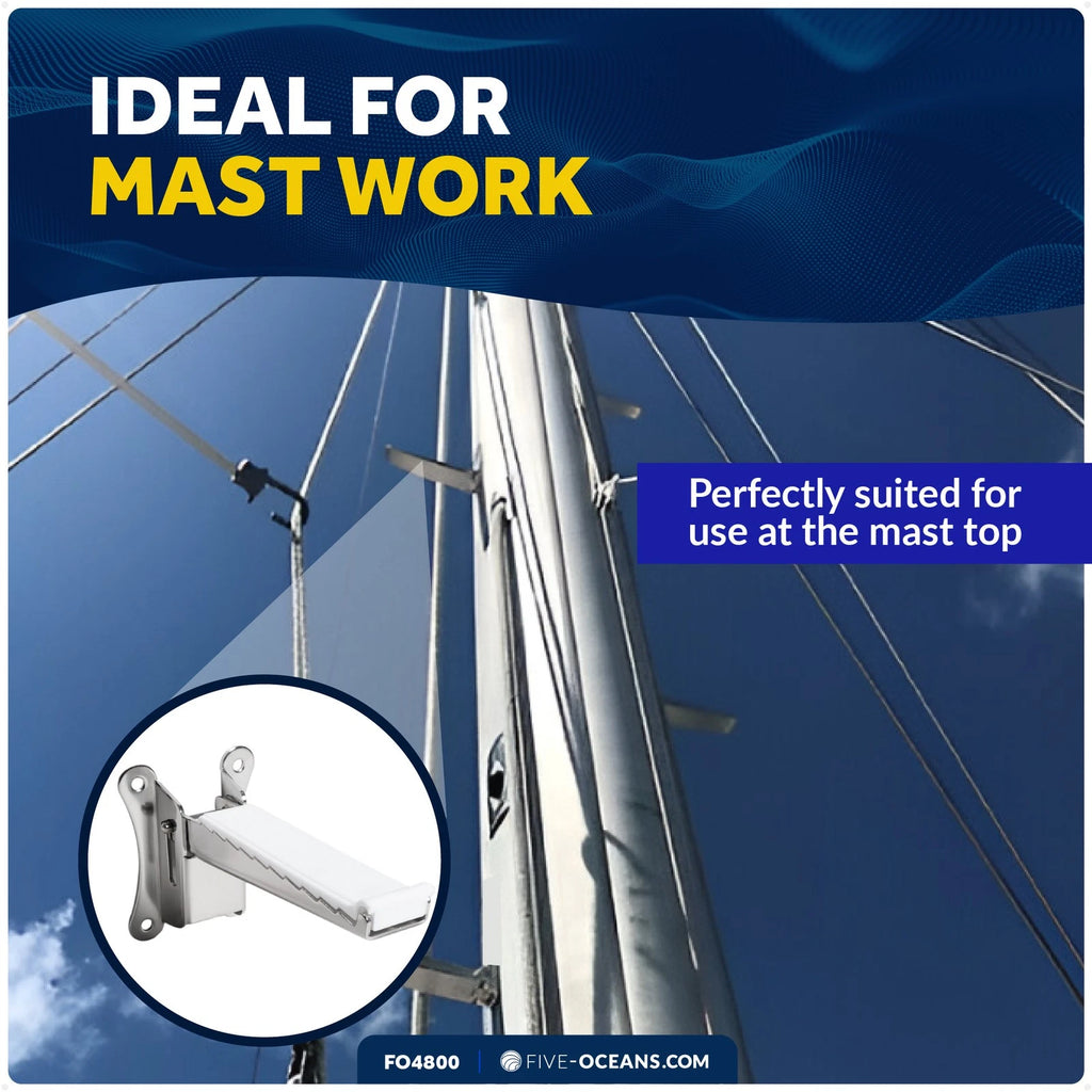 Folding Mast Step for (Stainless Steel, Rubber Pad)
