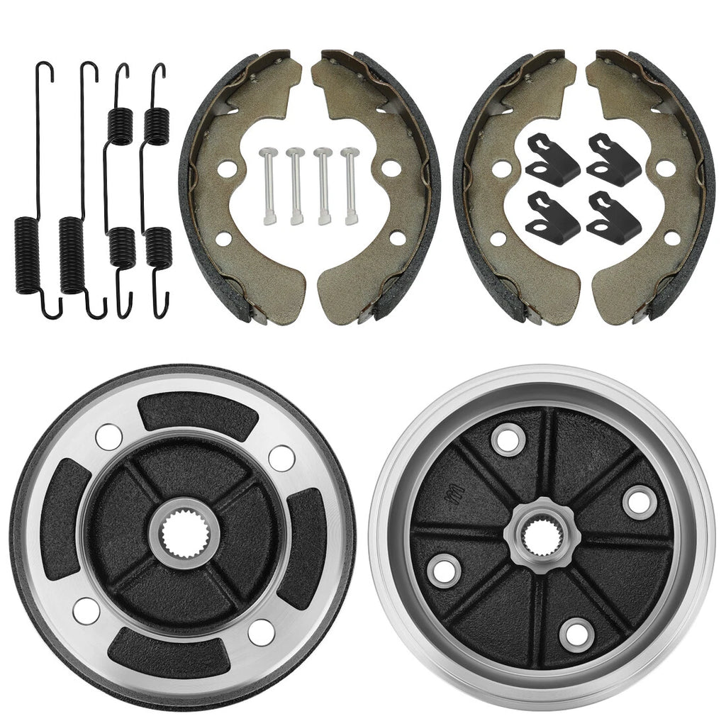 2X Front Wheel Brake Drum Hub & Brake Shoes for Kawasaki Mule KAF620 KAF950 (1990–2023)