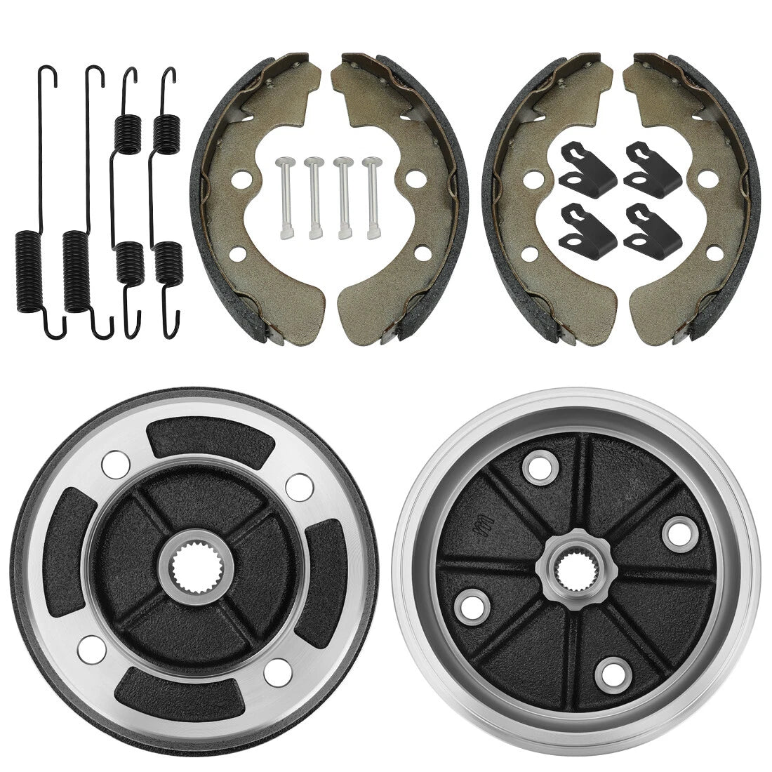 2X Front Wheel Brake Drum Hub & Brake Shoes for Kawasaki Mule KAF620 KAF950 (1990–2023)