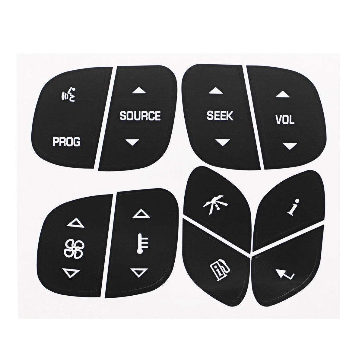 Set of 4 Steering Wheel Button Repair Stickers for GM Vehicles (2003–2011)