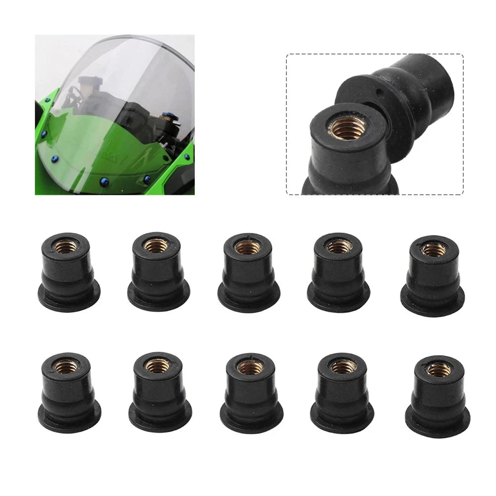 10PCS Rubber Windshield Nut M6 for Motorcycle (Universal)