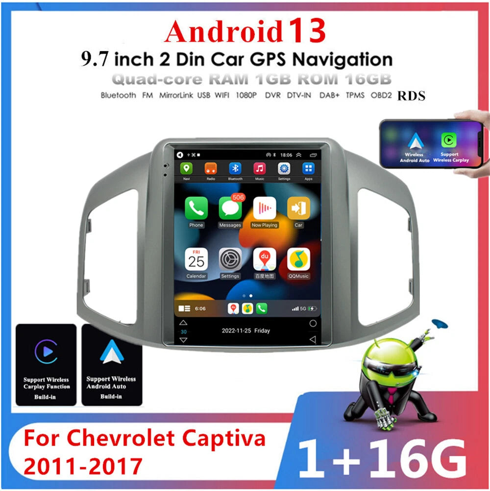 9.7" For 11-17 Chevrolet Captiva Carplay Android Auto Stereo Radio GPS Head Unit