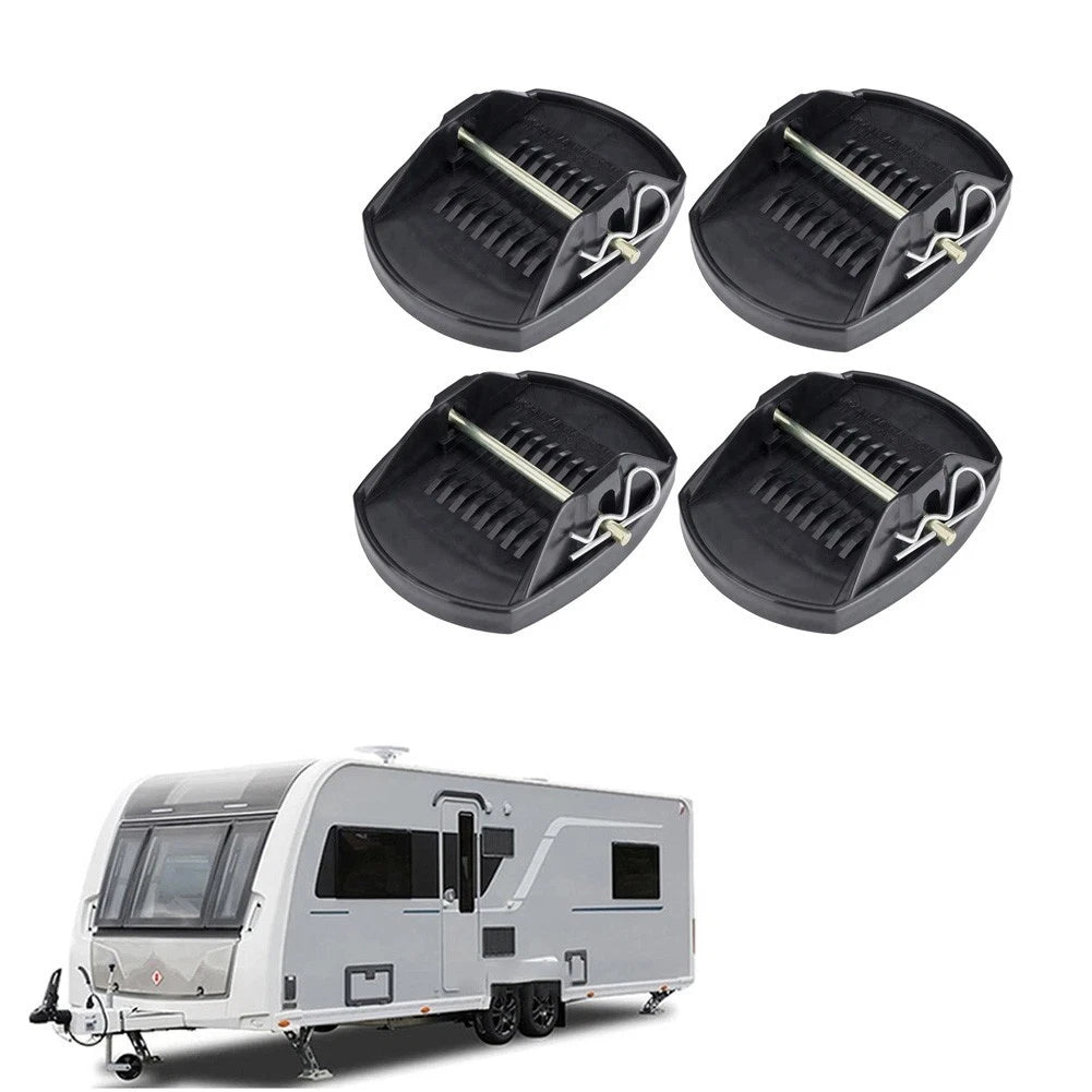 Set of 4 RV Trailer Jack Pads Wheel Foot Support Lift Pad Plastic