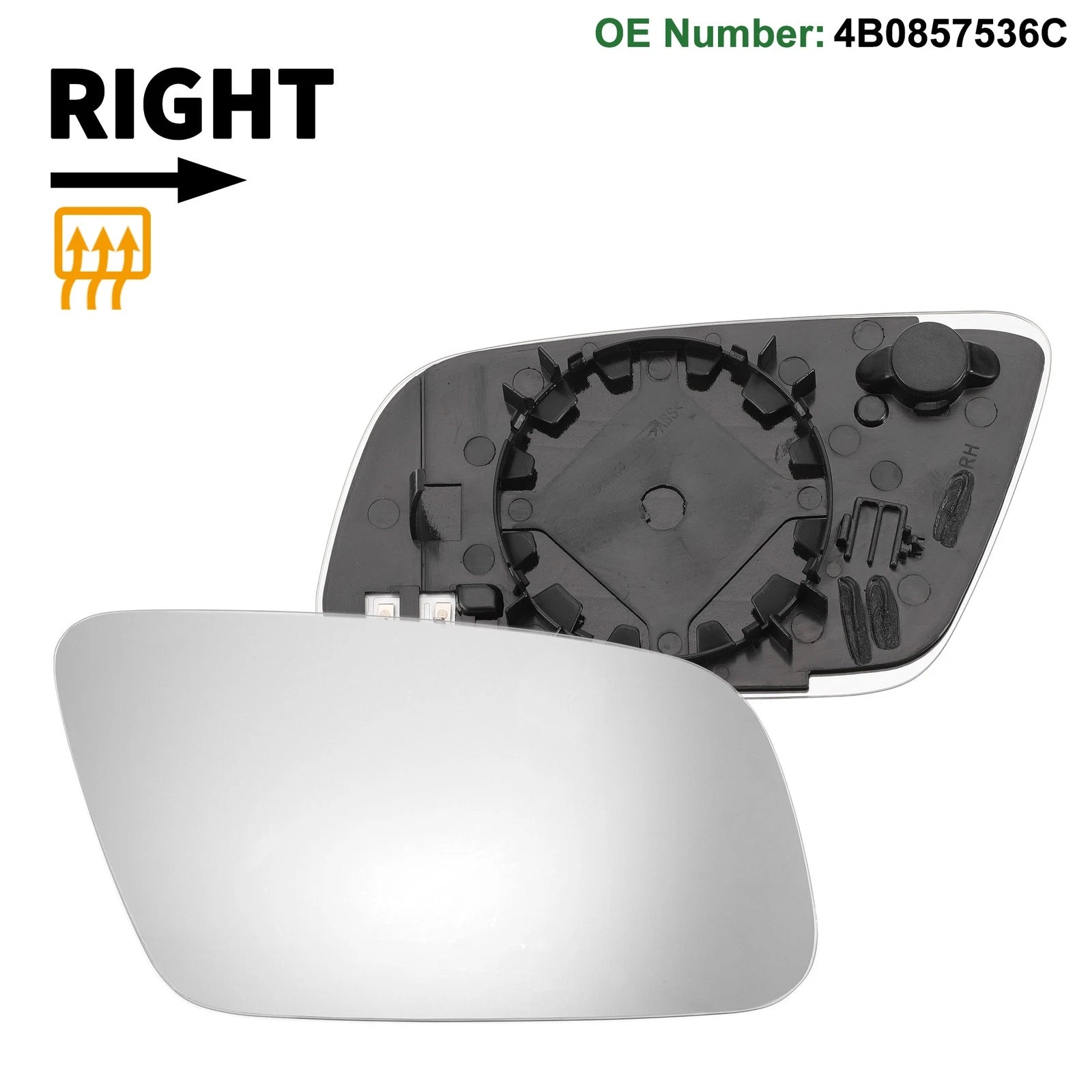 Heated Right Side Mirror Glass Replacement for Audi A6 (1997–2005)
