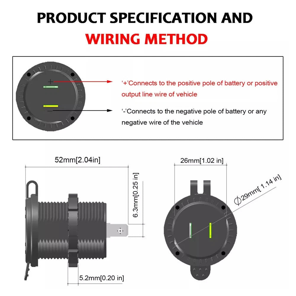 Cigarette Lighter Socket Type-C PD 30W Fast Charger Adapter for Universal Vehicles (12-24V)