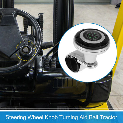 Steering Wheel Knob Handle for Car Truck (30mm) - Black Silver Tone