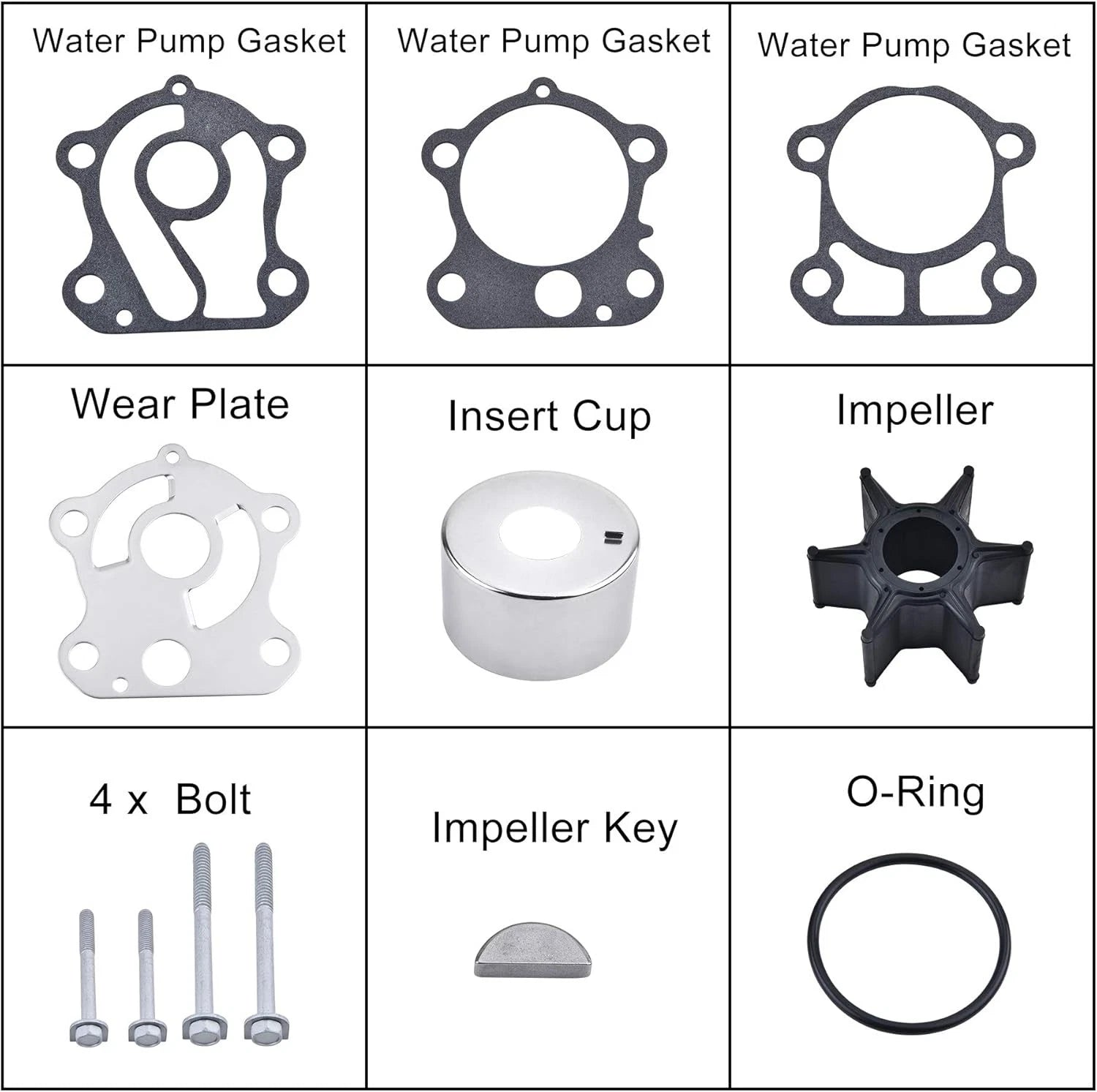 Water Pump Rebuild Kit 692-W0078-02 for Yamaha 75 85 90 HP (2-S)