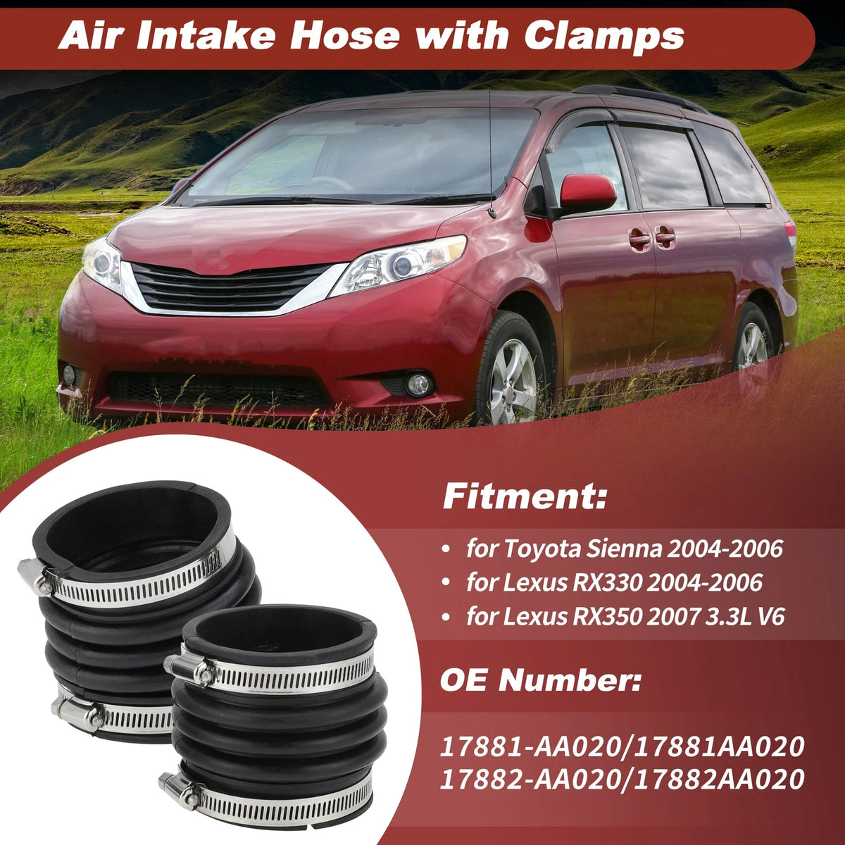 Air Intake Hose Replacement for Toyota Sienna 2004–2006 and Lexus RX330 RX350 2004–2006