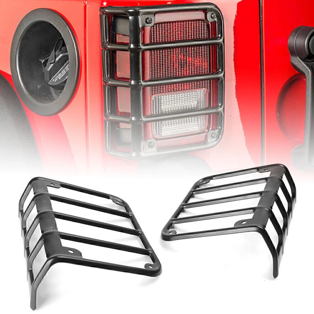 Steel Rear Tail Light Covers for Jeep Wrangler JK (2007–2016) - Black Pair