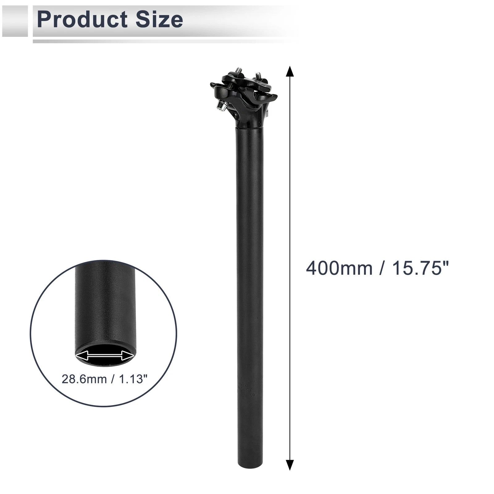Bike Seat Post 28.6mm Adjustable Angle Replacement for Universal (All Years)