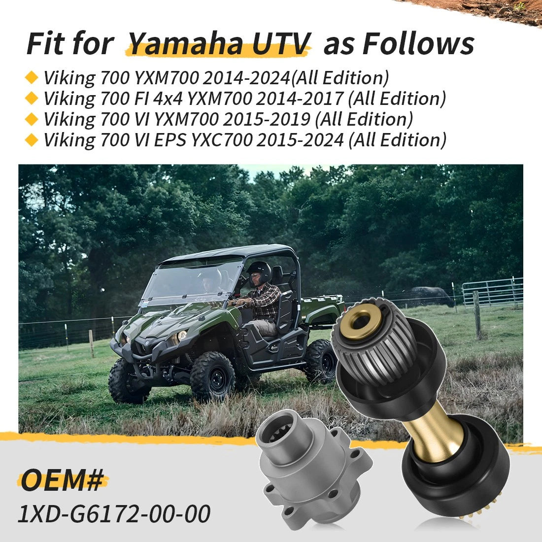 Rear Drive Shaft & Differential Coupler for Yamaha Viking 700 (2014–2024)