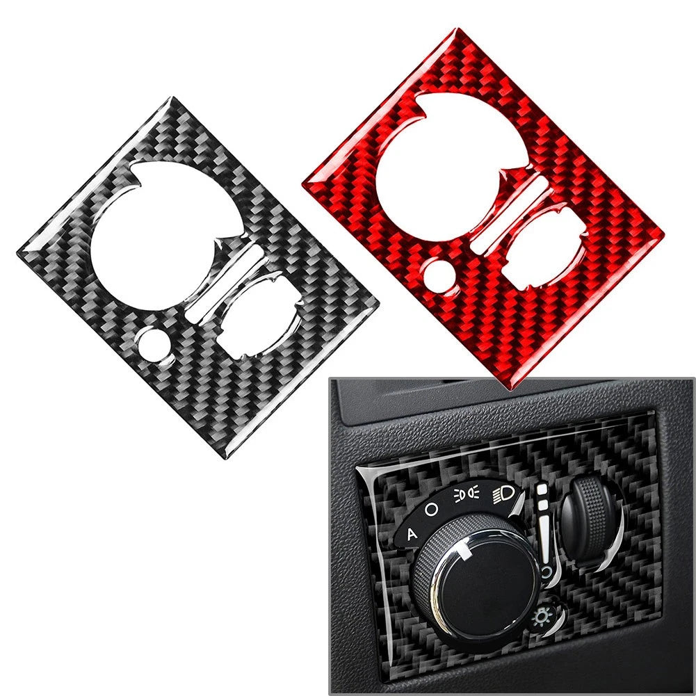 Black Carbon Fiber Headlight Switch Panel Cover Trim for Dodge Challenger (2008–2014)