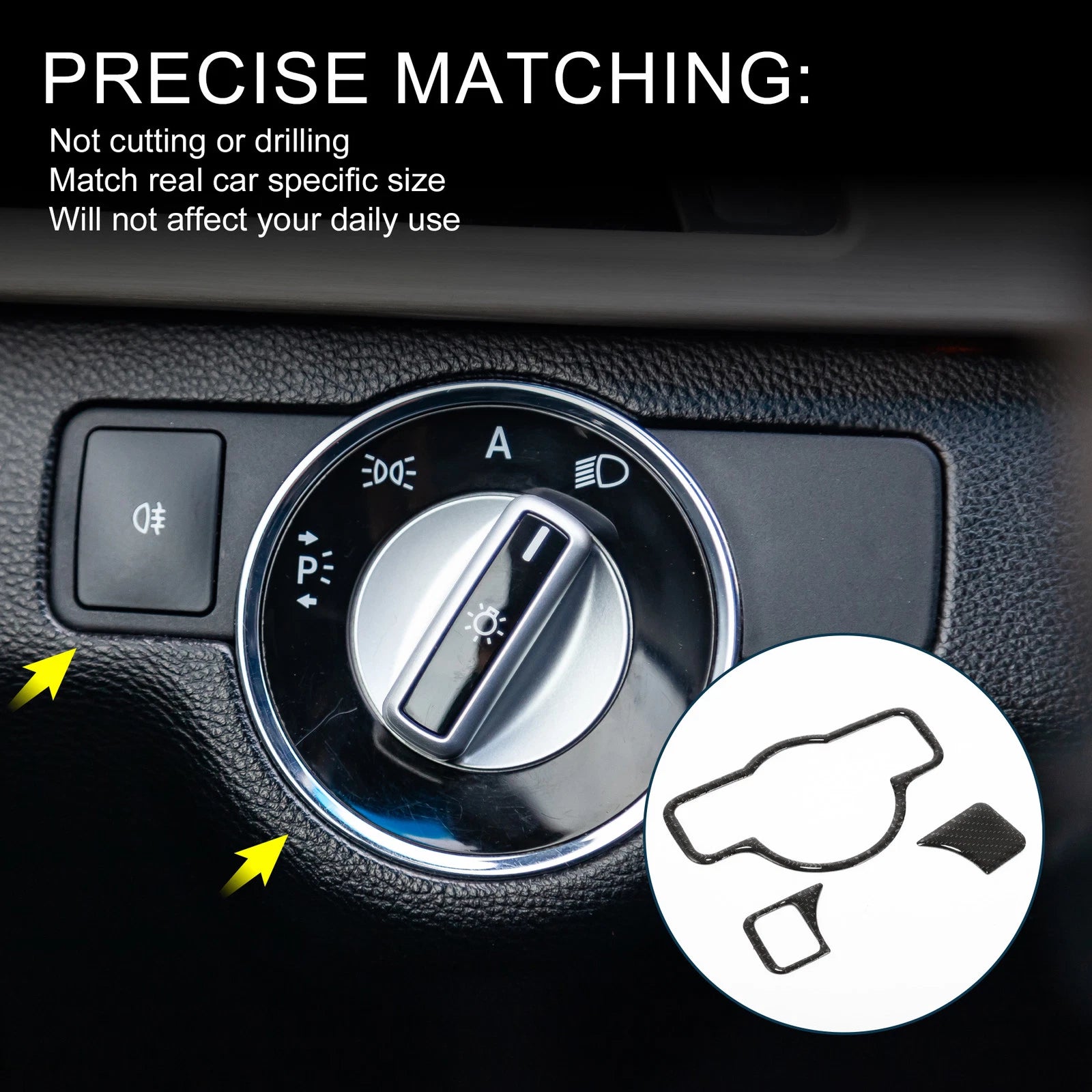 Headlight Switch Cover Sticker for Mercedes-Benz A B C E G Class CLA (Type-A)