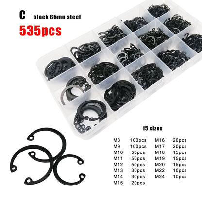 Set of 250 M8-M24 Shaft Retaining Clip Snap Ring C Type Internal Circlip