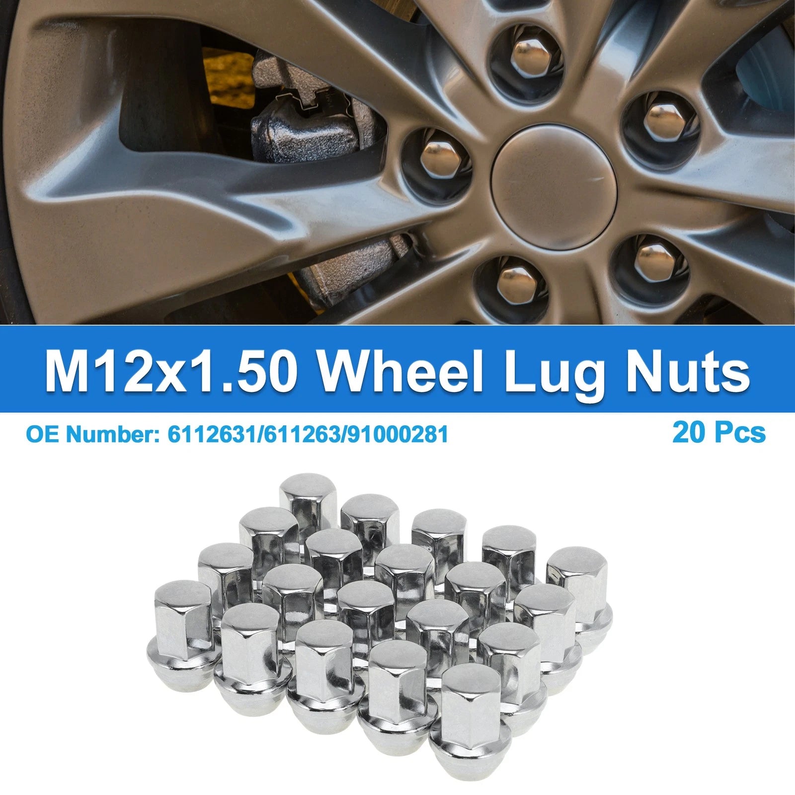 20 Pcs M12x1.50 Wheel Lug Nuts Replacement for Chevrolet Impala (2008–2009)