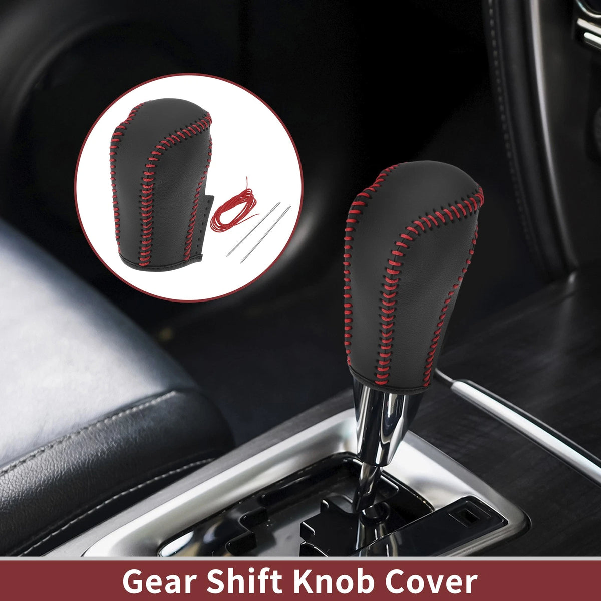 Gear Shift Knob Cover Replacement for Honda Inspire 2023 Red Faux Leather