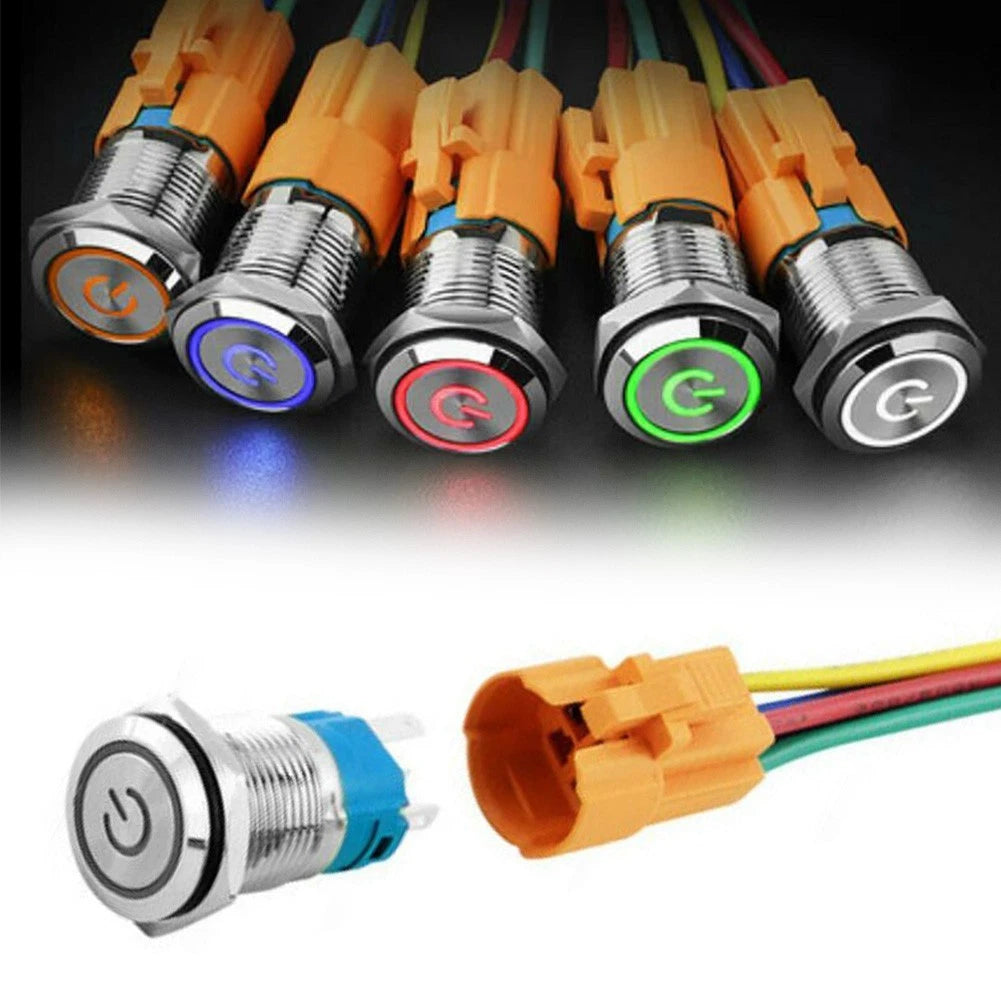 ON OFF Button Switch for Power Switch (Stainless Steel, Wire Socket Harness)